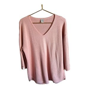 Chicos Knit 3/4 Sleeves Cotton Blend Sweater Womens sz 3/XL